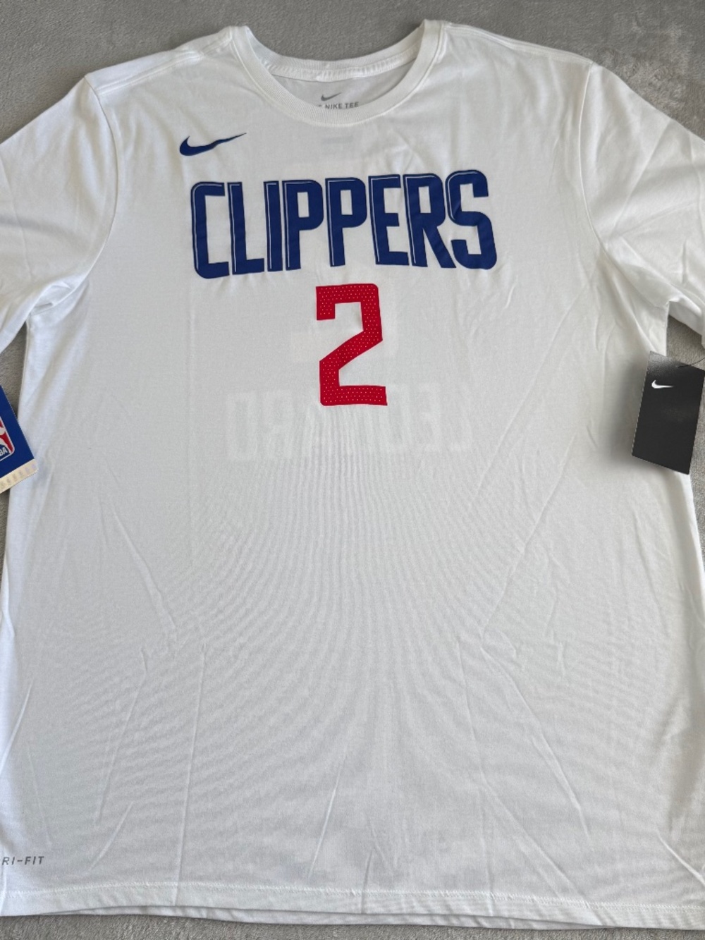 Nike Dri-Fit Nike Tee Los Angeles Clippers Kawhi Leonard Mens T-Shirt XL White